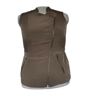 Sejour Moto Vest Sz 14W Olive Asym Zip Edgy Layering Minimalist Street Gremlin